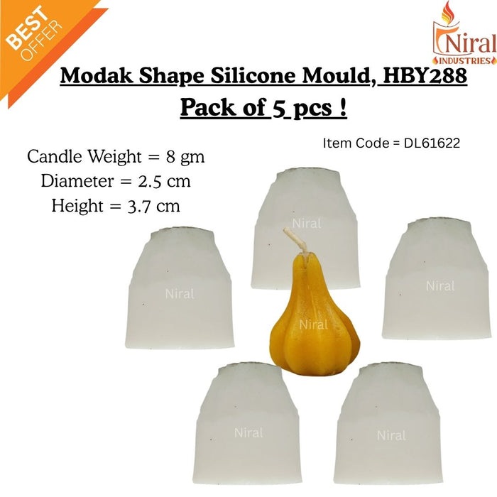 Modak Shape Silicone Candle Mould, HBY288 - 5 Pcs Combo ₹350 (Just ₹70 Each!)