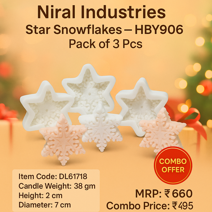 Star Snowflakes Silicone Mould HBY906, Niral Industries.
