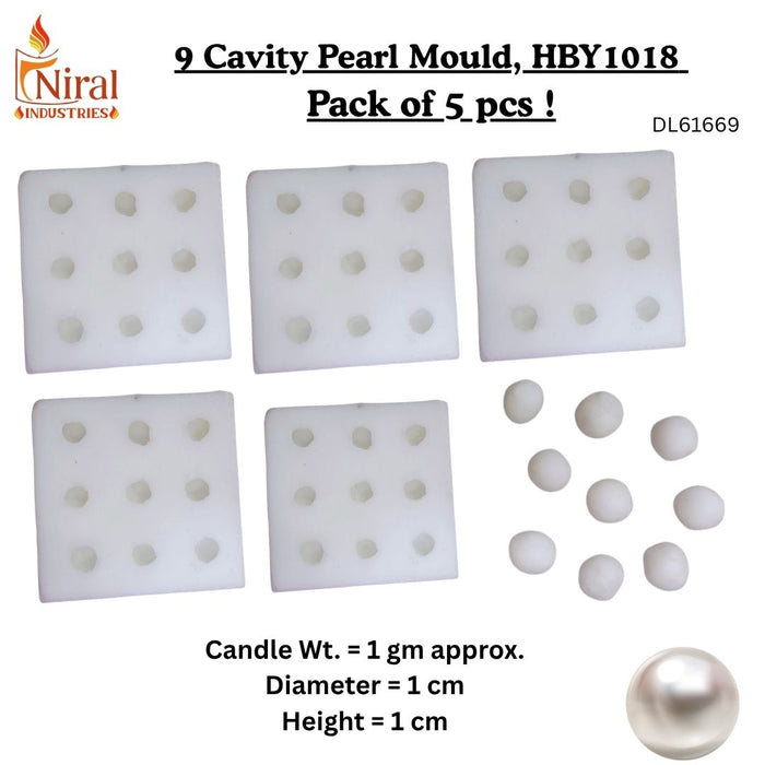 9 Cavity Pearl Candle Mould, HBY1018 - 5 Pcs Combo ₹725 (Just ₹145 Each!)