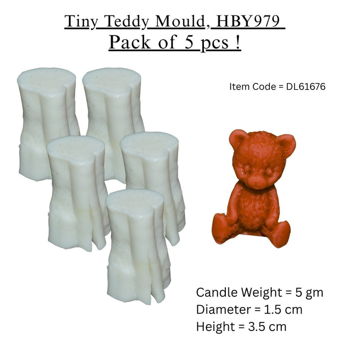 Tiny Teddy Candle Mould, HBY979 - 5 Pcs Combo ₹320 (Just ₹64 Each!)