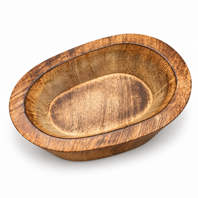 Wooden Boat Urli 8 x 4 Inch CD13908 Niral Industries