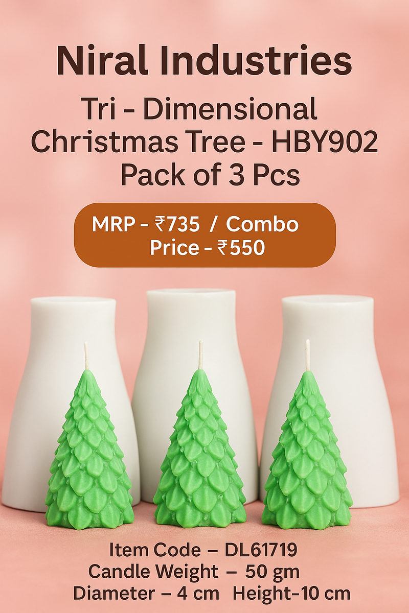 Tri - Dimensional Christmas Tree Silicone Candle Mould HCM22417, Niral Industries