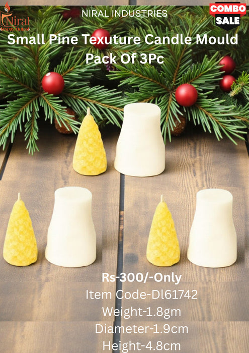 Small Pine Texture Candle Mould Premium Silicone -HBY1048 Niral Industries.