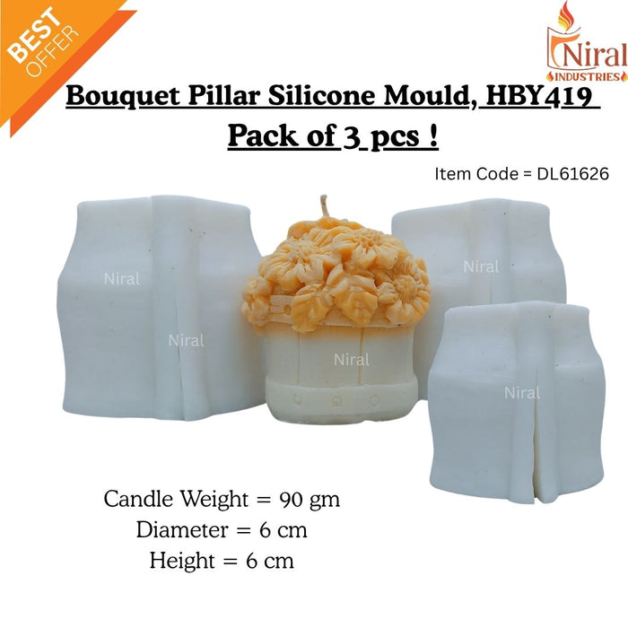 Bouquet Pillar Candle Mould HBY419, Niral Industries.