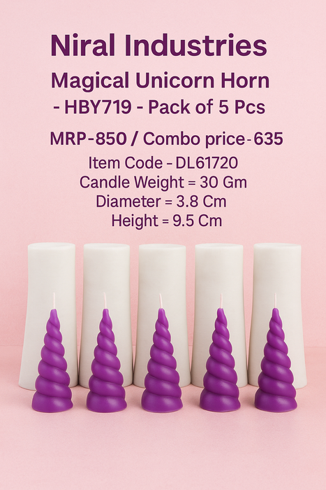 Magical Unicorn Horn silicone Candle Mold HBY719, Niral Industries