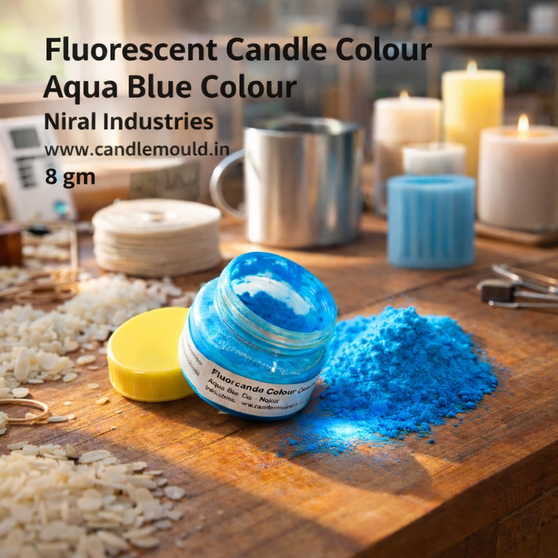 Fluoroscent Candle Colour Aqua Blue Colour Niral Industries