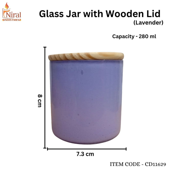 Glass Jar with Wooden Lid (Lavender) - 280 ml - Set of 6 pcs