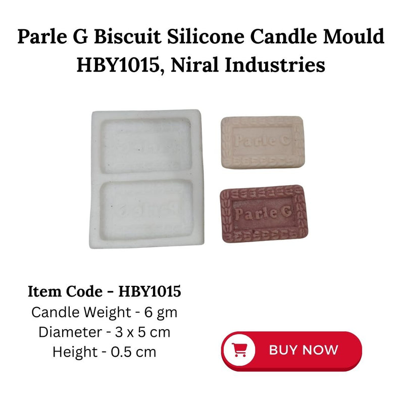 2 Cavity Parle G Biscuit Silicone Candle Mould, HBY1015  Niral Industries