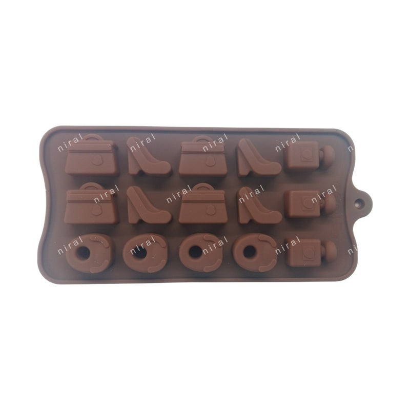 Silicone Perfume Bottle Purse Ring Shoe Shape Chocolate Candy Jelly Desert Mould, BK51117 Niral Industries