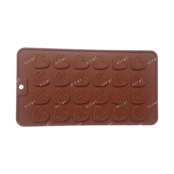 Silicone 24 Cavity Different Heart Designing Chocolate Desert Mould - BK51129