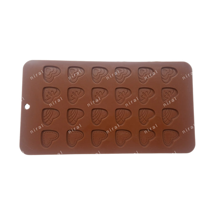 Silicone 24 Cavity Different Heart Designing Chocolate Desert Mould - BK51129