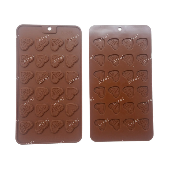 Silicone 24 Cavity Different Heart Designing Chocolate Desert Mould - BK51129