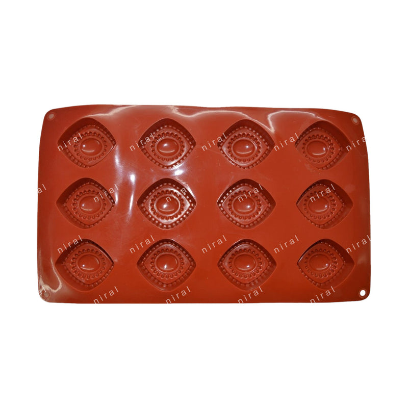 12 Cavity Cookie Shaped Silicone Chocolate Mould BK51176, Niral Industries