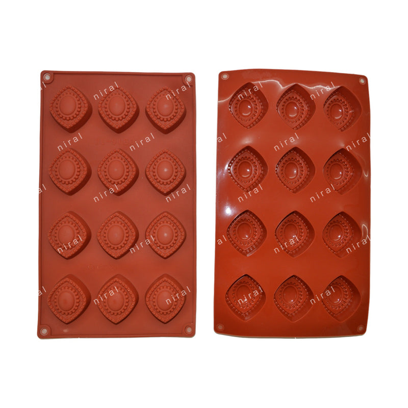12 Cavity Cookie Shaped Silicone Chocolate Mould BK51176, Niral Industries