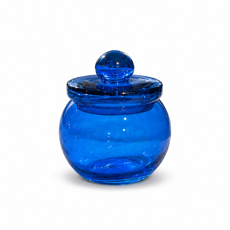 Blue Round Glass Jar With Lid 220 ml CD13612 Niral Industries