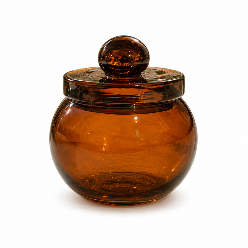 Brown Round Glass Jar With Lid 220 ml CD13613 Niral Industries
