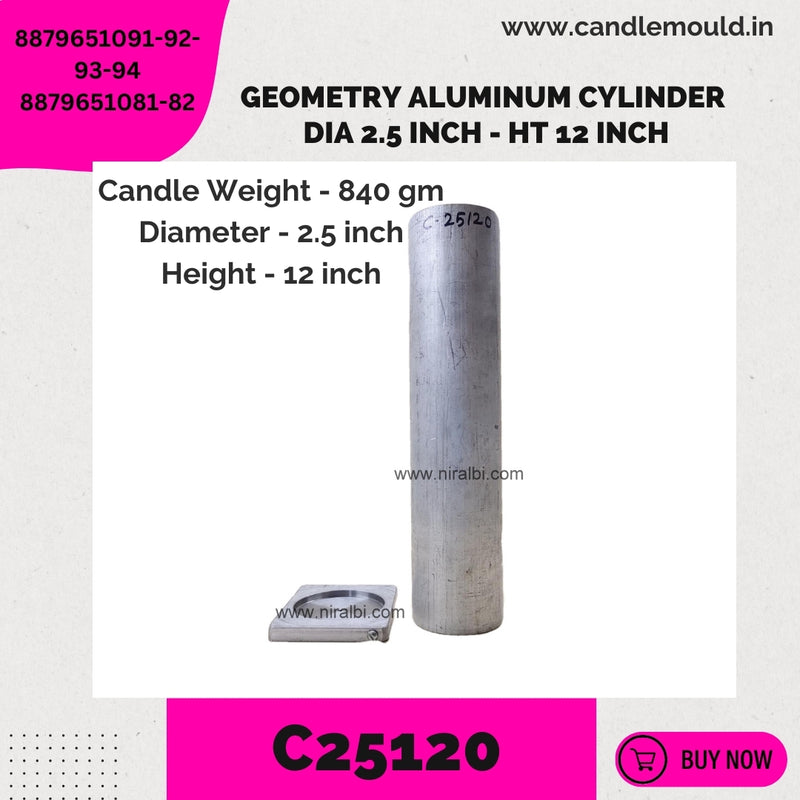 Niral's Geometry Aluminum Cylinder Dia 2.5 inch - Ht 12 inch