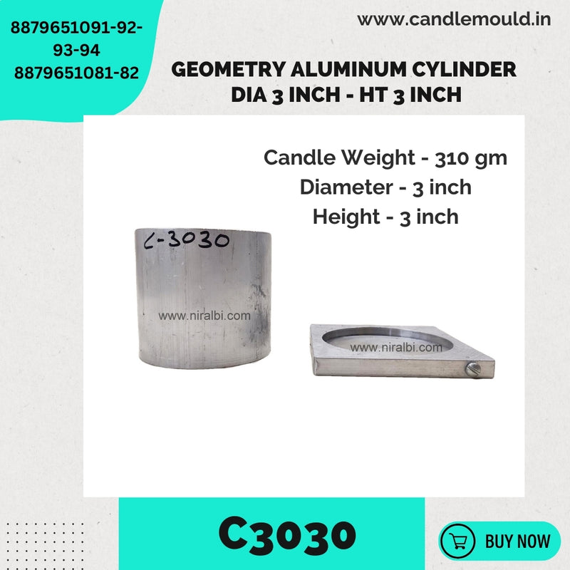 Niral's Geometry Aluminum Cylinder Dia 3 inch - Ht 3 inch