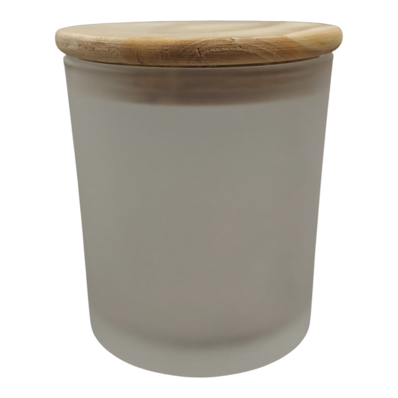 Glass jar With Wooden Lid Frosted White - CD13604 Niral Industries