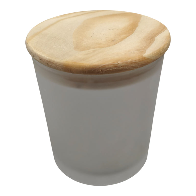 Glass jar With Wooden Lid Frosted White - CD13604 Niral Industries