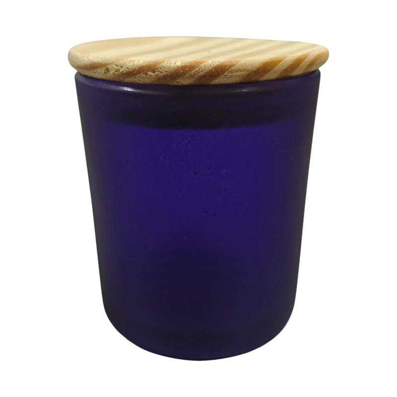 Glass jar With Wooden Lid Blue - CD13605 Niral Industries