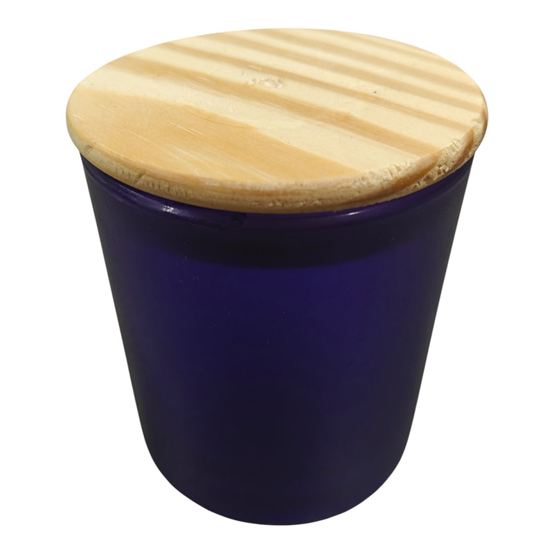 Glass jar With Wooden Lid Blue - CD13605 Niral Industries