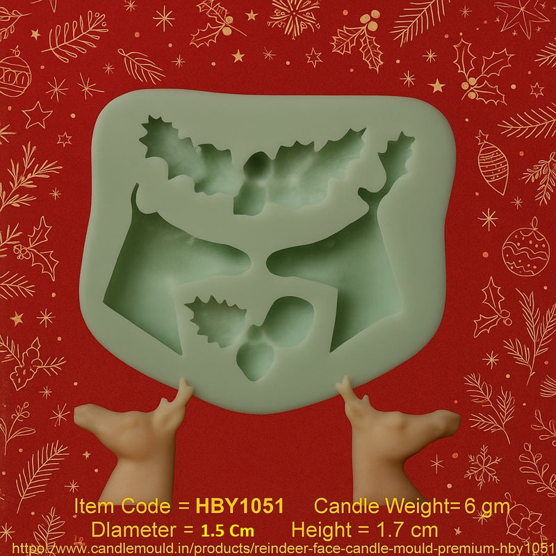 Reindeer Face Candle Mould – Premium Silicone Mold for Christmas Candle