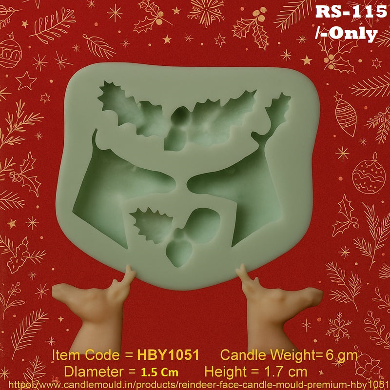 Reindeer Face Candle Mould – Premium Silicone Mold for Christmas Candle