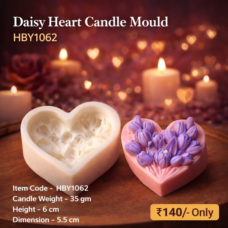 Daisy Heart Candle Mould HBY1062 Niral Industries