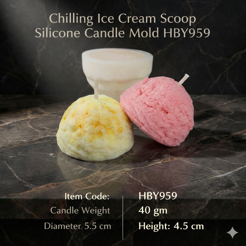 Chilling Ice Cream Scoop Silicone Candle Mold HBY959, Niral Industries