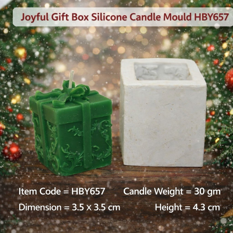Joyful Gift Box Silicone Candle Mould HBY657, Niral Industries