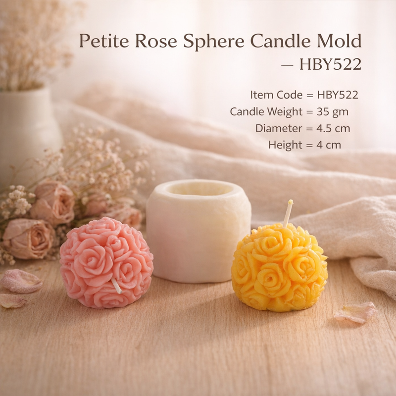 Petite Rose Sphere Candle Mold HCM21823, Niral Industries