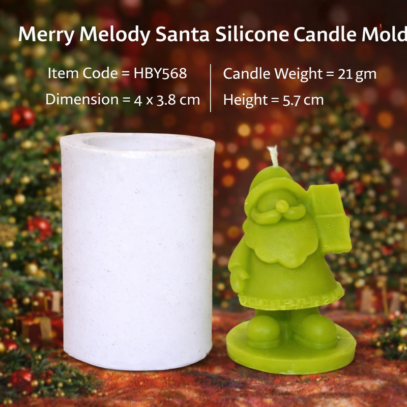 Merry Melody Santa silicone Candle Mold HCM22403, Niral Industries