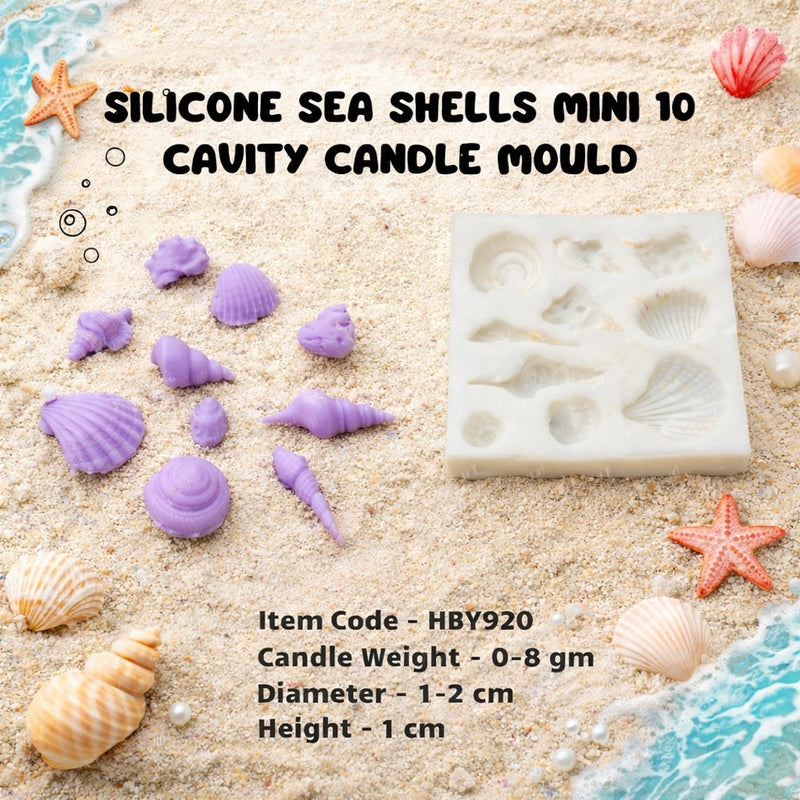 Silicone Seashells Mini 10 Cavity Candle Mould HCM21709, Niral Industries.