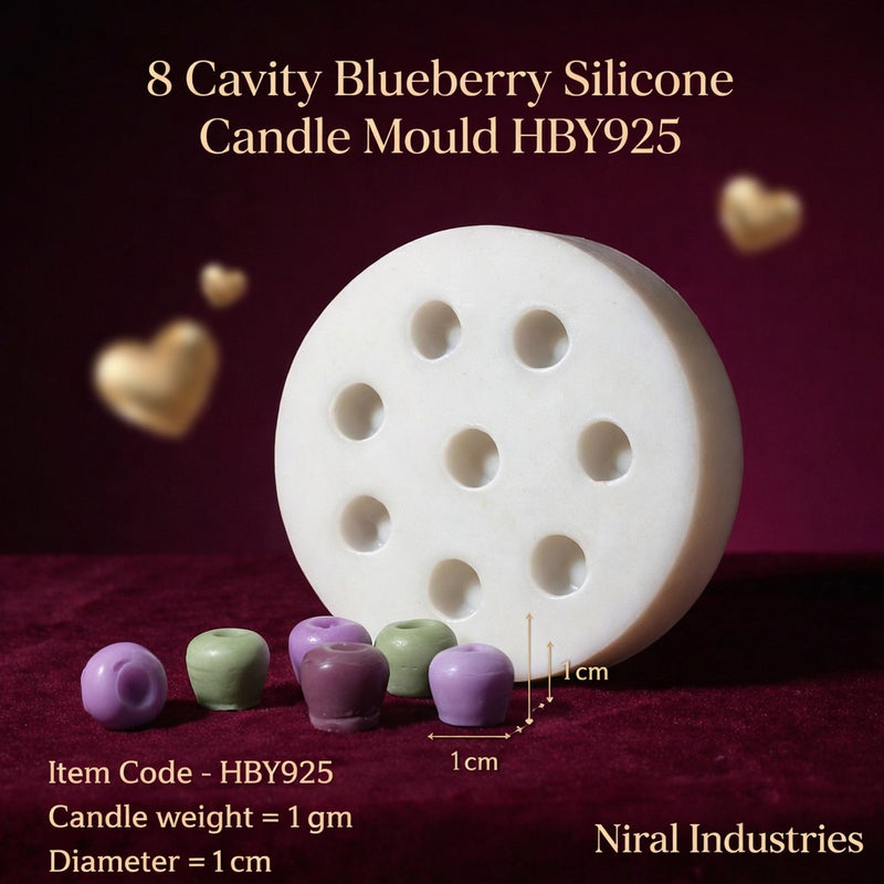 8 Cavity Blueberry Silicone Candle Mould HBY925, Niral Industries.