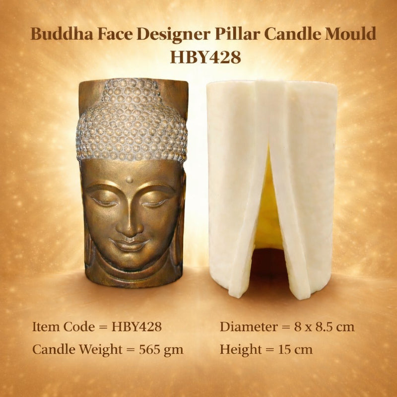Buddha Face Designer Pillar Candle Mould Small HBY428, Niral Industries.