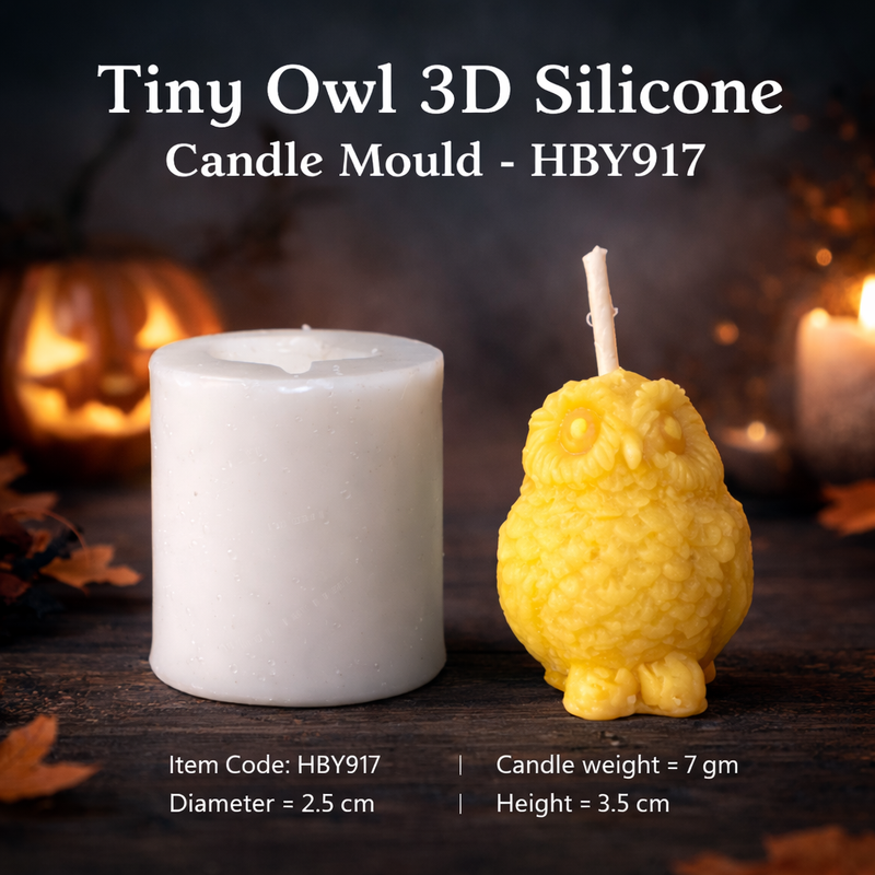 Tiny Owl 3D Silicon Candle Mould HBY917, Niral Industries.
