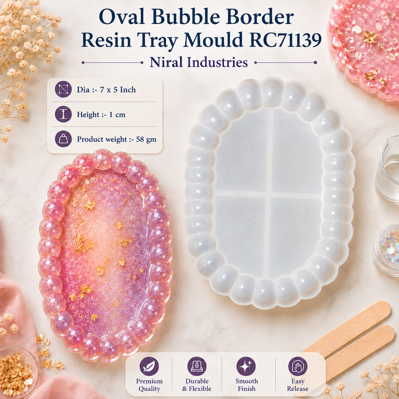 Oval Bubble Border Resin Tray Mould RC71139 Niral Industries