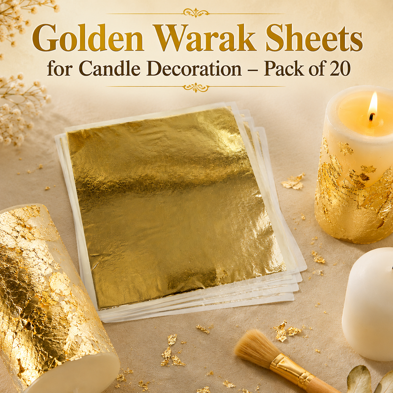Niral Industries Golden Warak Sheets for Candle Decoration – Pack of 20 Sheets