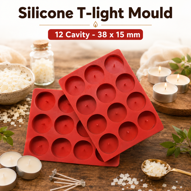 Silicone T-light Mould - 12 Cavity -  38 x 15 mm