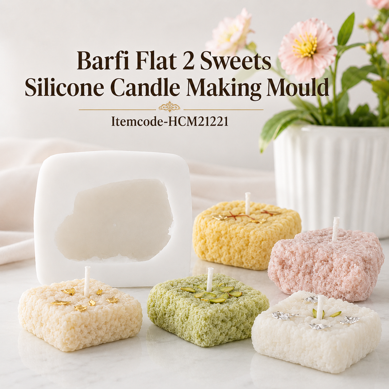 Barfi Flat 2 Sweets Silicone Candle Making Mould HCM21221, Niral Industries