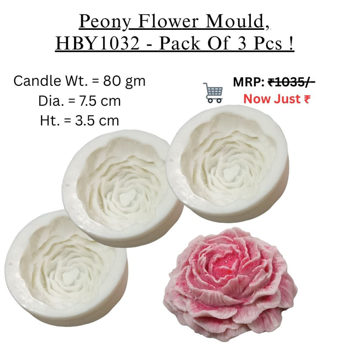 Peony Flower Mould, HBY1032 - 3 Pcs Combo ₹775 (Just ₹258 Each!)