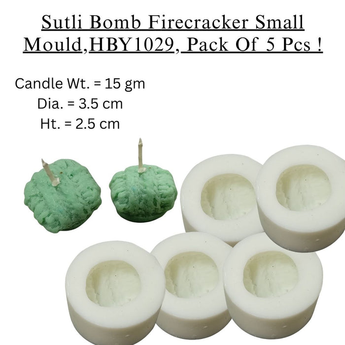 Sutli Bomb Small Firecracker Candle Mould, HBY1029 - 5 Pcs Combo ₹475 (Just ₹95 Each!)