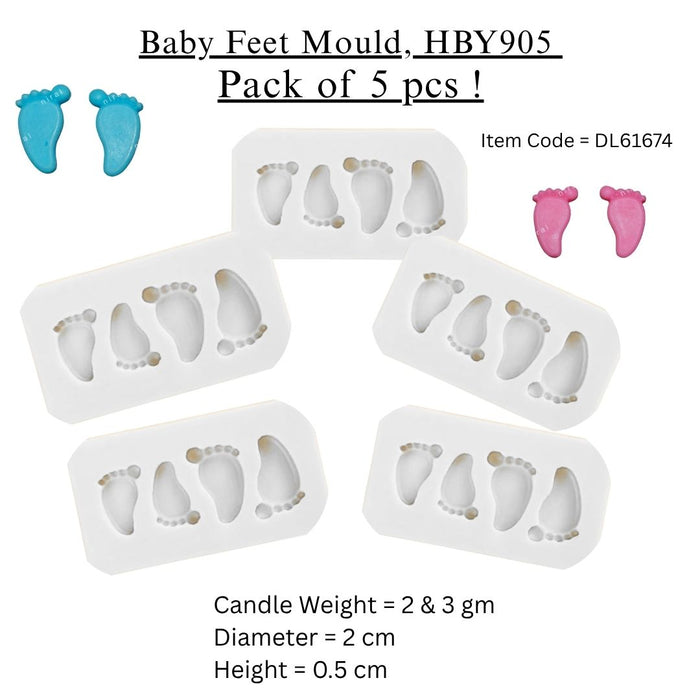Baby Feet Candle Mould, HBY905 - 5 Pcs Combo ₹300 (Just ₹60 Each!)