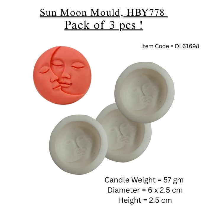 Sun Moon Candle Mould, HBY778 - 3 Pcs Combo ₹550 (Just ₹183 Each!)