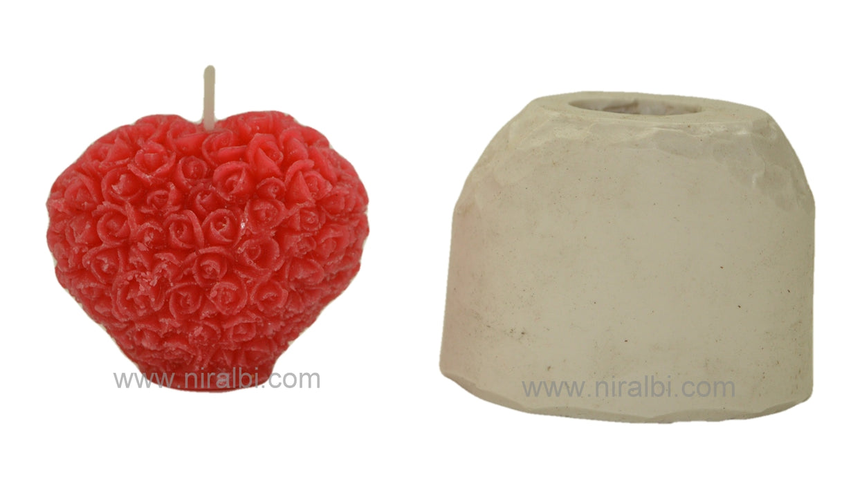 Rose Heart Pillar Silicone Candle Mould HBY337, Niral Industries.