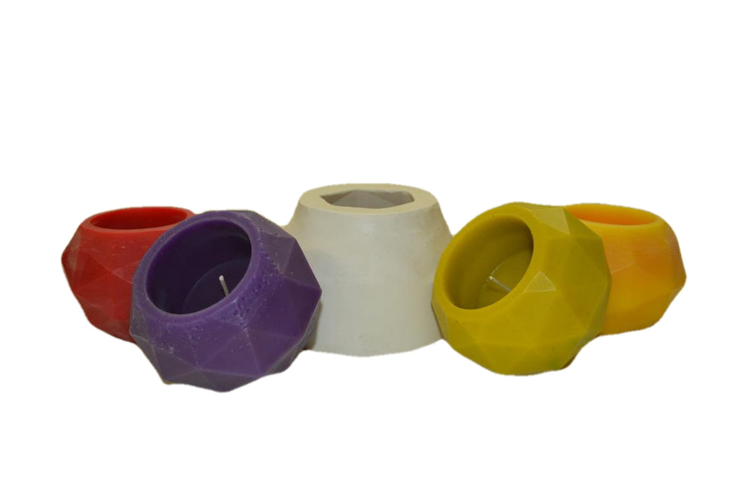 CL - Diamond Cut Round Hurricane Silicone Candle Mould - SL610