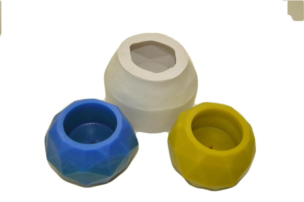 CL - Diamond Cut Round Hurricane Silicone Candle Mould - SL610