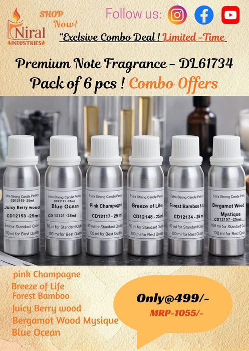 Premium Note Fragrance Set 25ML- DL61734 (Pack of 6 pcs) Combo Offer