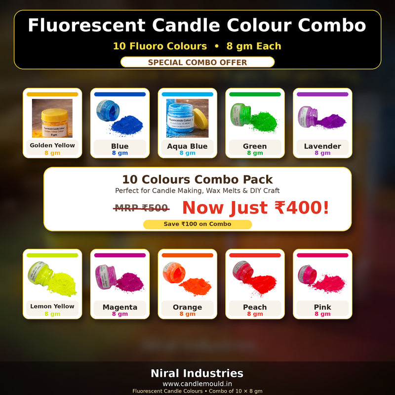 Fluoroscent Candle Colors Combo. Niral Industries.